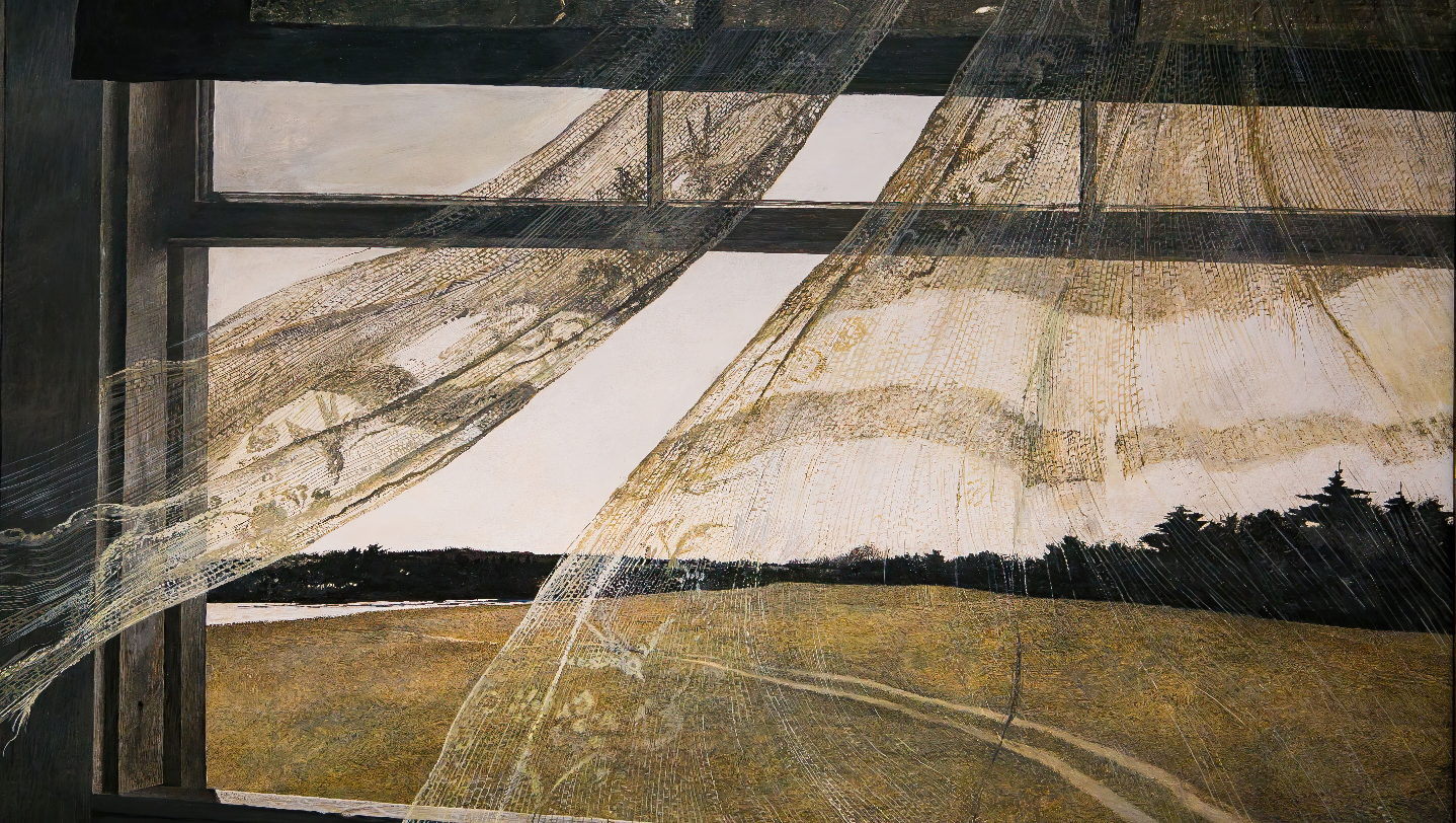 38 - 150x100, Andrew Wyeth, Wind from the sea, 1947-Upscaled-cgi-0.5x Andrew Wyeth - Wind from the Sea